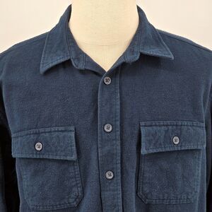 Vintage L.L. Bean Heavyweight Chamois Shirt Men's XL Blue 2 Pockets
